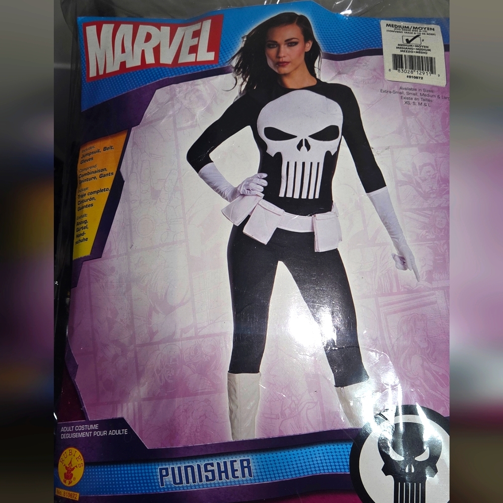 Marvel Black and White Punisher Womens Costume Medium